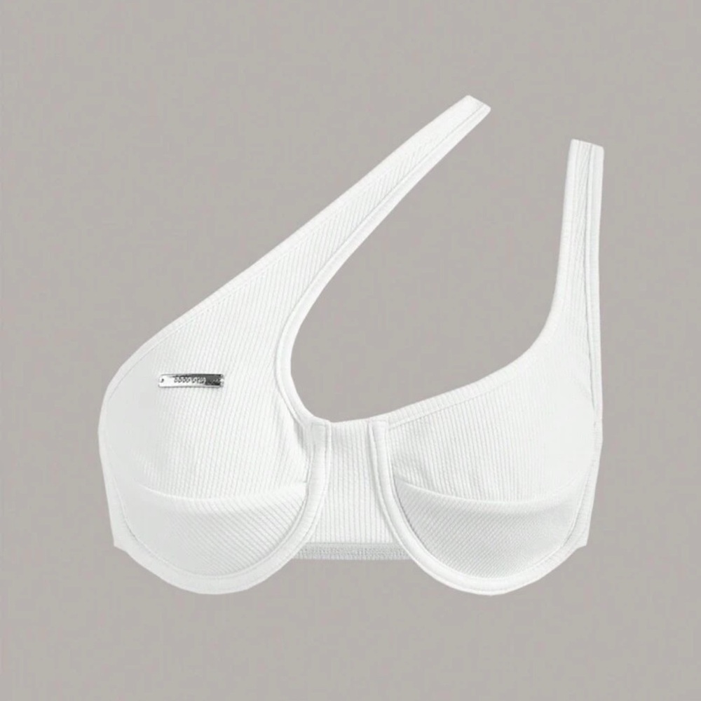 One Shoulder Bustier White Top